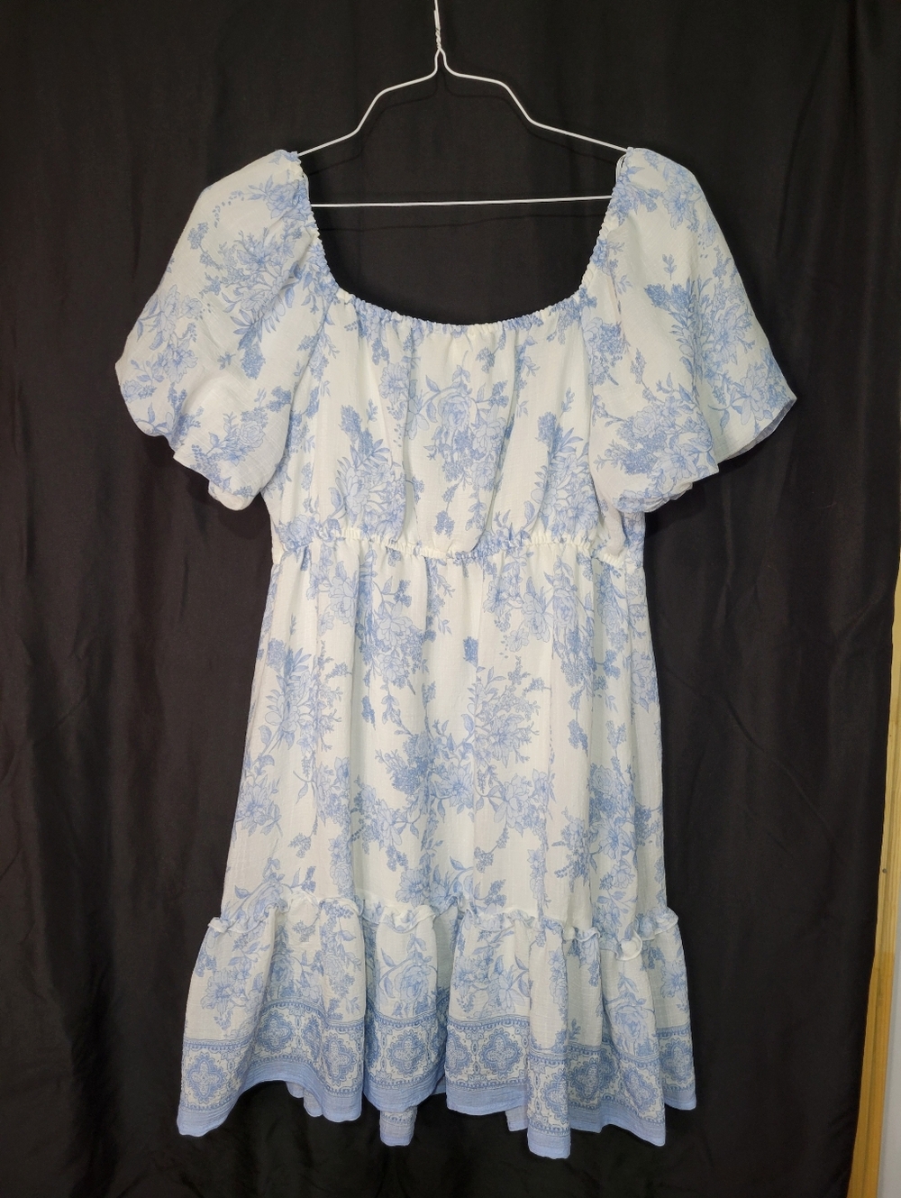 Blu Pepper White Dress with Light Blue Floral Print